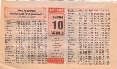 10 Kasım 2008 Takvim Yaprağı EFM(N)3894 - 2
