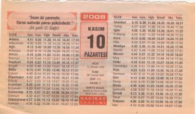 10 Kasım 2008 Takvim Yaprağı EFM(N)3894 - 1