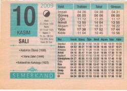 10 Kasım 2009 Takvim Yaprağı EFM(N)3834 - 1