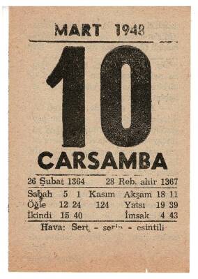 10 Mart 1948 Takvim Yaprağı EFM906 - 1