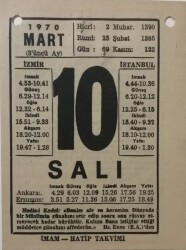 10 Mart 1970 Takvim Yaprağı - Doğum Günü Hediyesi EFM(N)7954 - 1