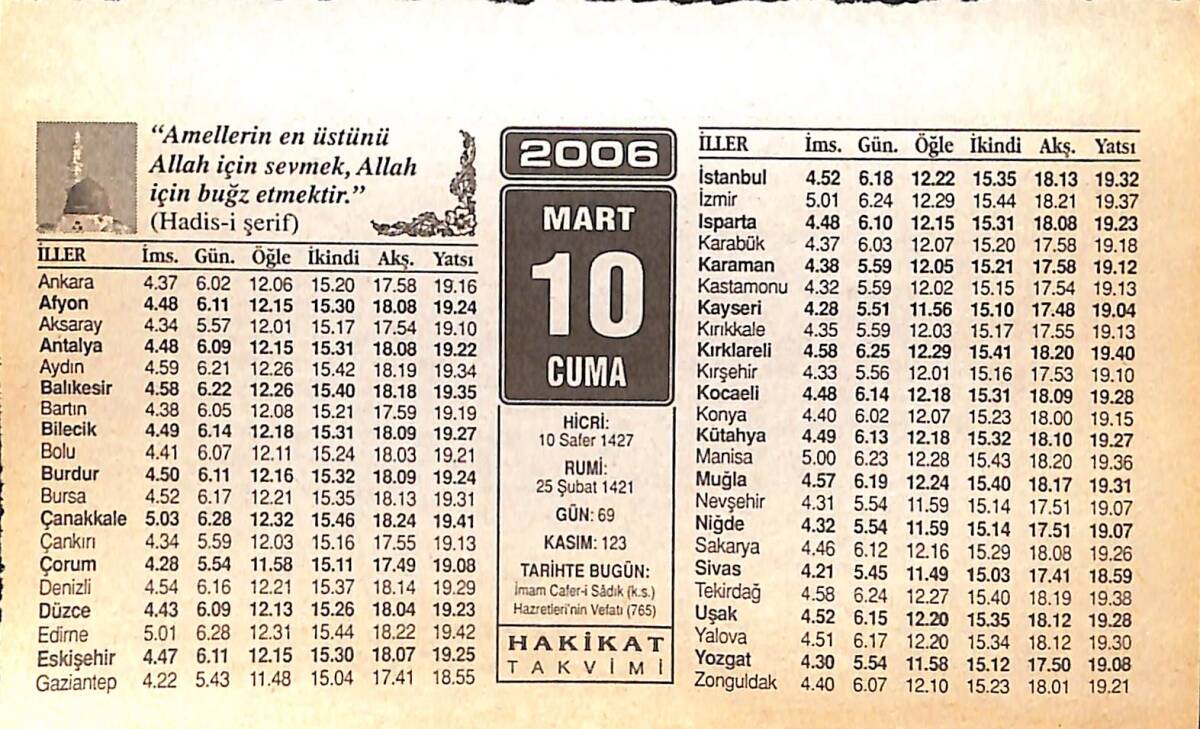 10 Mart 2006 Takvim Yaprağı - Doğum Günü Hediyesi EFMN13226 - 1