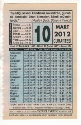 10 Mart 2012 Takvim Yaprağı EFM(N)1880 - 3