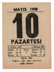 10 Mayıs 1948 Takvim Yaprağı EFM888 - 1