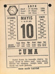 10 Mayıs 1974 Takvim Yaprağı - Doğum Günü Hediyesi EFM(N)12324 - Gökçekoleksiyon