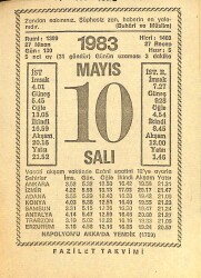 10 Mayıs 1983 Takvim Yaprağı - Doğum Günü Hediyesi EFM(N)12157 - Gökçekoleksiyon