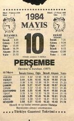 10 Mayıs 1984 Takvim Yaprağı - Doğum Günü Hediyesi EFM(N)11440 - Gökçekoleksiyon