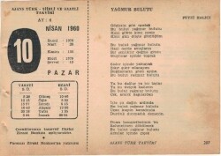 10 Nisan 1960 Ajans Türk Takvim Yaprağı (Şiirli Saatli) EFM(N)1567 - 1