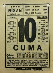10 Nisan 1970 Takvim Yaprağı - Doğum Günü Hediyesi EFM(N)8265 - 2