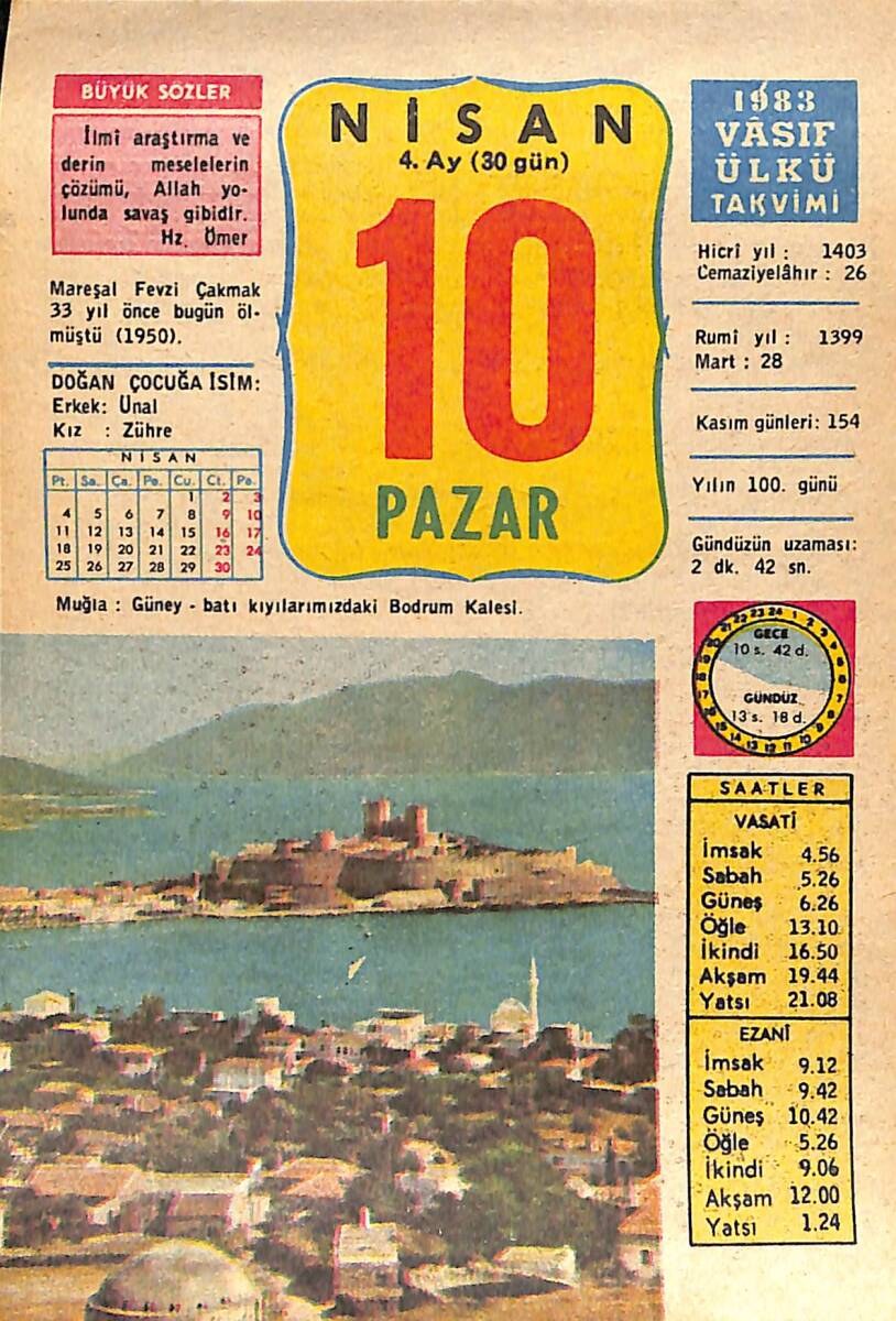 10 Nisan 1983 Takvim Yaprağı - Doğum Günü Hediyesi EFMN15150 - 1