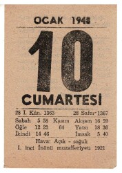 10 Ocak 1948 Takvim Yaprağı EFM926 - 1