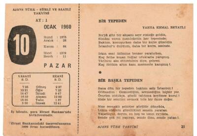 10 Ocak 1960 Ajans Türk Takvim Yaprağı(Şiirli Saatli) EFM(N)1084 - 1