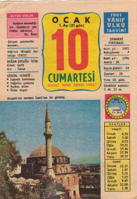 10 Ocak 1981 Takvim Yaprağı EFM(N)2734 - 3