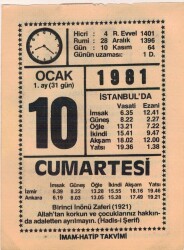 10 Ocak 1981 Takvim Yaprağı EFM(N)4656 - Gökçekoleksiyon