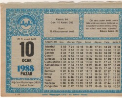 10 Ocak 1988 Takvim Yaprağı EFM(N)4904 - Gökçekoleksiyon
