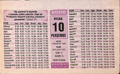 10 Ocak 2008 Takvim Yaprağı - Doğum Günü Hediyesi EFM(N)7476 - 1