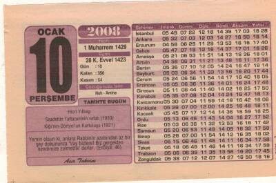 10 Ocak 2008 Takvim Yaprağı EFM(N)4935 - 1