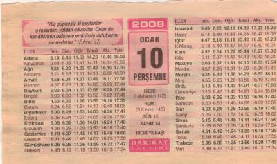 10 Ocak 2008 Takvim Yaprağı EFM(N)4997 - 1