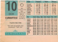 10 Ocak 2009 Takvim Yaprağı EFM(N)4966 - Gökçekoleksiyon