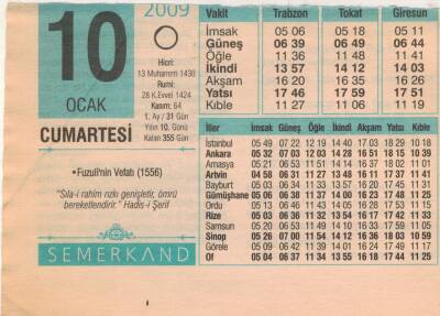 10 Ocak 2009 Takvim Yaprağı EFM(N)4966 - 1