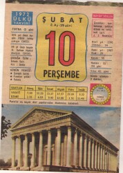 10 Şubat 1972 Takvim Yaprağı EFM(N)5471 - Gökçekoleksiyon