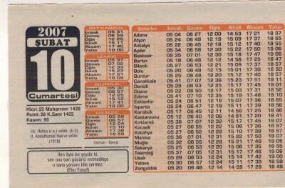 10 Şubat 2007 Takvim Yaprağı EFM(N)5671 - 1