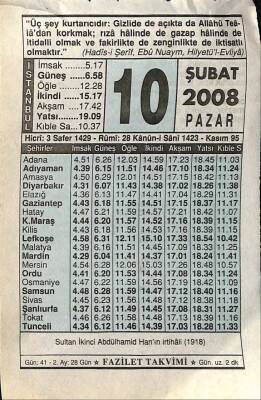 10 Şubat 2008 Takvim Yaprağı - Doğum Günü Hediyesi EFM(N)7534 - 1