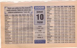 10 Şubat 2008 Takvim Yaprağı EFM(N)5557 - Gökçekoleksiyon