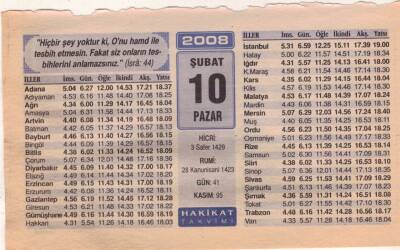 10 Şubat 2008 Takvim Yaprağı EFM(N)5557 - 1