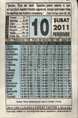10 Şubat 2011 Takvim Yaprağı - Doğum Günü Hediyesi EFM(N)7563 - 1