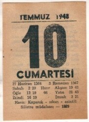 10 Temmuz 1948 Takvim Yaprağı EFM(N)1425 - 2
