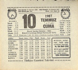 10 Temmuz 1987 Takvim Yaprağı - Doğum Günü Hediyesi EFMN13822 - Gökçekoleksiyon