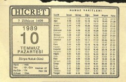 10 Temmuz 1989 Takvim Yaprağı - Doğum Günü Hediyesi EFM(N)11652 - Gökçekoleksiyon