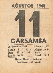 11 Ağustos 1948 Takvim Yaprağı - Doğum Günü Hediyesi EFMN14427 - Gökçekoleksiyon