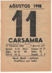 11 Ağustos 1948 Takvim Yaprağı EFM(N)1457 - 2