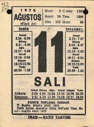 11 Ağustos 1970 Takvim Yaprağı - Doğum Günü Hediyesi EFM(N)9678 - 1