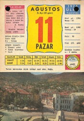 11 Ağustos 1974 Takvim Yaprağı - Doğum Günü Hediyesi EFM(N)9506 - Gökçekoleksiyon