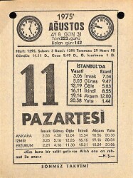 11 Ağustos 1975 Takvim Yaprağı - Doğum Günü Hediyesi EFM(N)9647 - 1