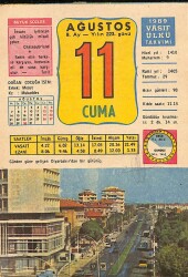 11 Ağustos 1989 Takvim Yaprağı - Doğum Günü Hediyesi EFM(N)9536 - Gökçekoleksiyon