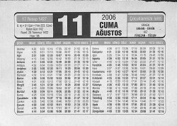 11 Ağustos 2006 Takvim Yaprağı - Doğum Günü Hediyesi EFMN14158 - Gökçekoleksiyon