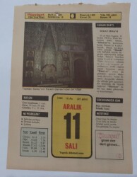 11 Aralık 1984 Takvim Yaprağı - Doğum Günü Hediyesi EFM(N)7045 - Gökçekoleksiyon