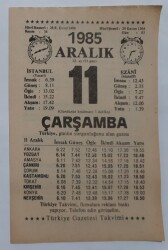 11 Aralık 1985 Takvim Yaprağı - Doğum Günü Hediyesi EFM(N)6856 - Gökçekoleksiyon