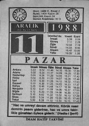 11 Aralık 1988 Takvim Yaprağı - Doğum Günü Hediyesi EFMN14589 - Gökçekoleksiyon