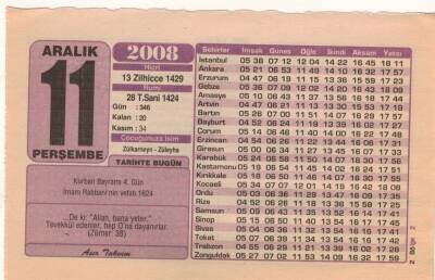 11 Aralık 2008 Takvim Yaprağı EFM(N)4354 - 2