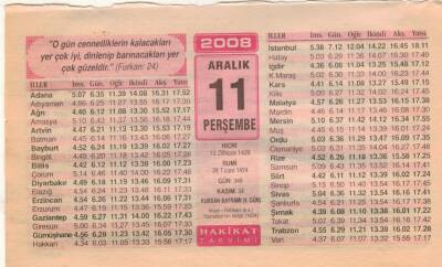 11 Aralık 2008 Takvim Yaprağı EFM(N)4446 - 1