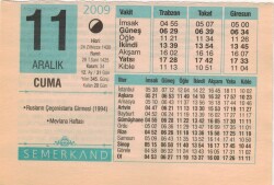 11 Aralık 2009 Takvim Yaprağı EFM(N)4385 - 2
