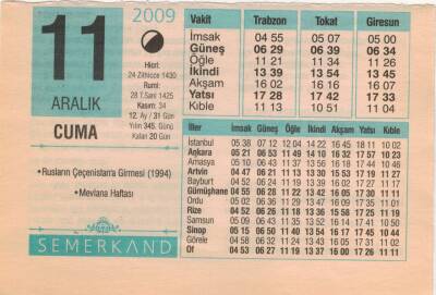 11 Aralık 2009 Takvim Yaprağı EFM(N)4385 - 2
