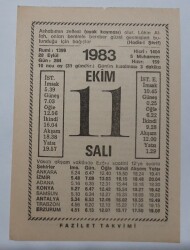 11 Ekim 1983 Takvim Yaprağı - Doğum Günü Hediyesi EFM(N)6714 - Gökçekoleksiyon
