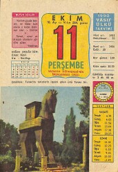 11 Ekim 1990 Takvim Yaprağı - Doğum Günü Hediyesi EFM(N)12455 - Gökçekoleksiyon