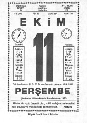 11 Ekim 2001 Takvim Yaprağı - Doğum Günü Hediyesi EFM(N)10478 - 1